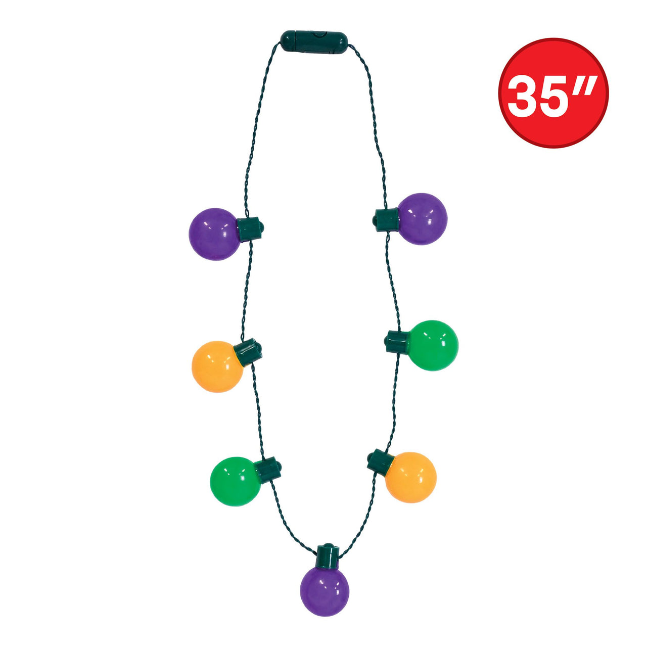 12 Pack Bulk Light-Up Oversized Mardi Gras Necklace 3 Light Modes