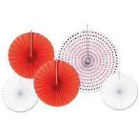 Valentine's Day Paper/Foil Decorative Fans - Asst red/white - Bulk/60 Fans
