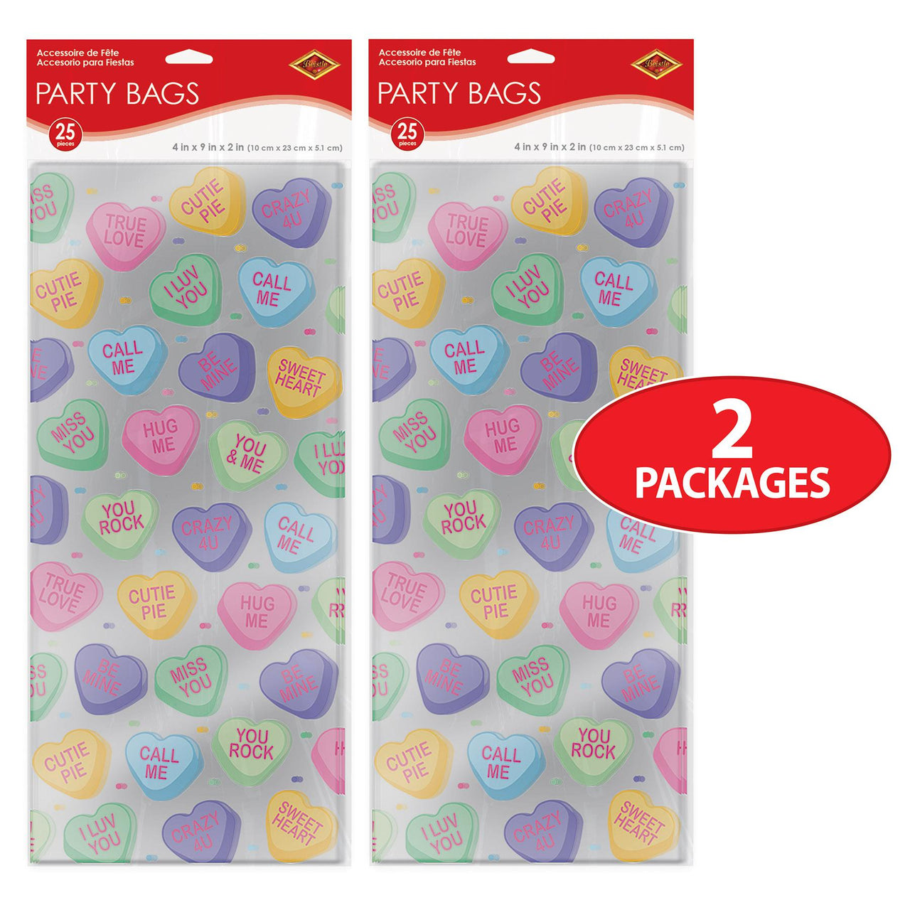 Bulk Candy Heart Cello Bags (12 Pkgs Per Case) by Beistle