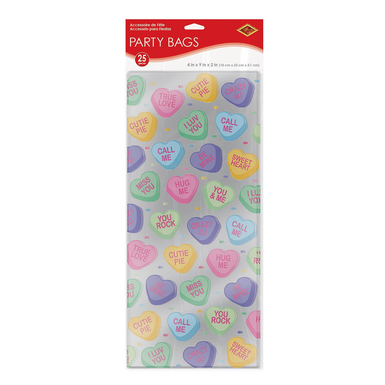 Bulk Candy Heart Cello Bags (12 Pkgs Per Case) by Beistle