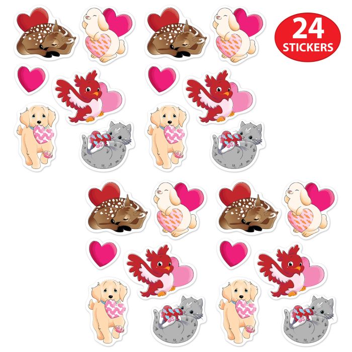12 Packs Bulk Valentine's Day Stickers 4/Pack