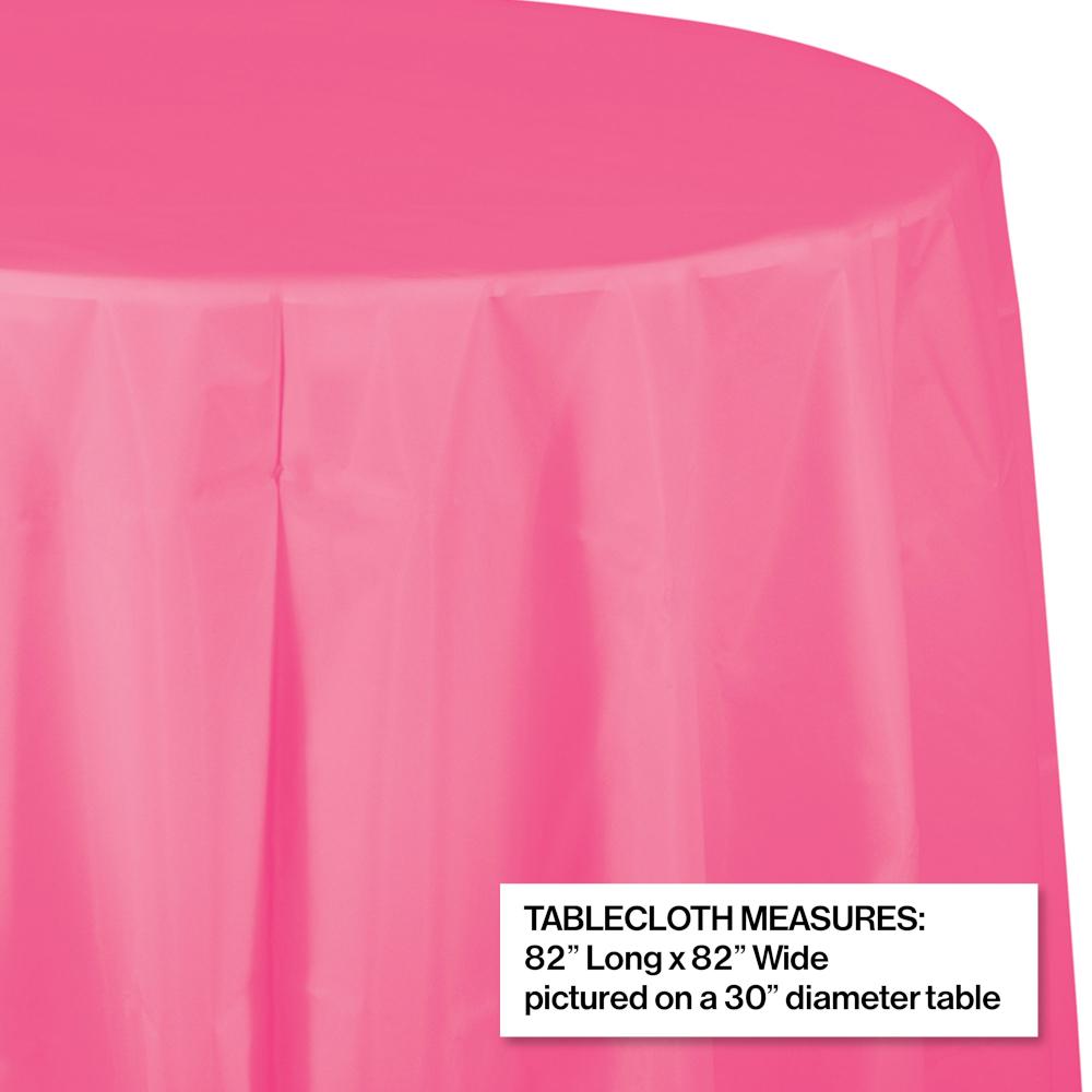Candy Pink Round Plastic Tablecover, 82" Party Decoration