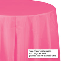 Candy Pink Round Plastic Tablecover, 82
