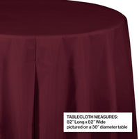 Burgundy Round Plastic Tablecover, 82
