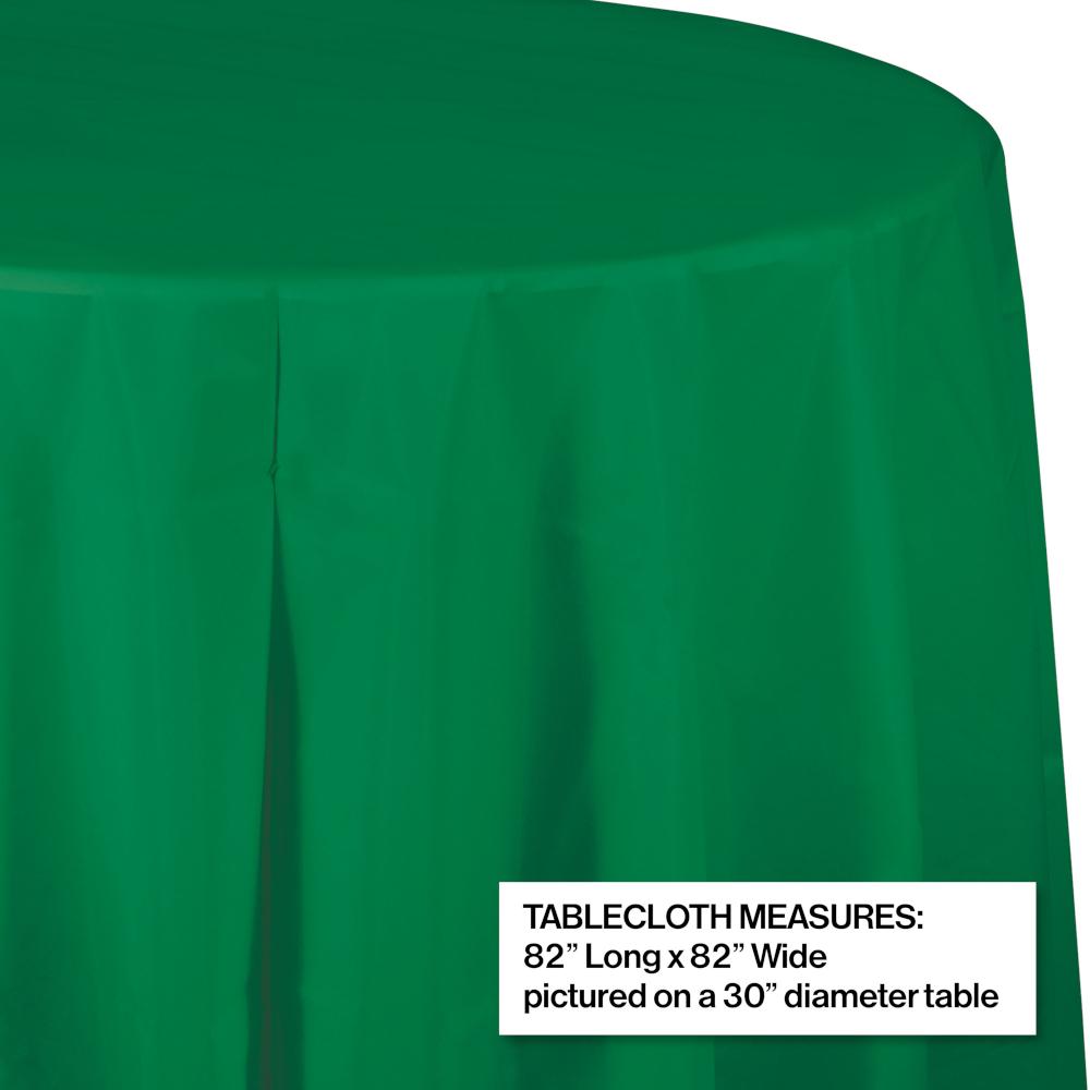 Emerald Green Round Plastic Tablecover, 82" Party Decoration