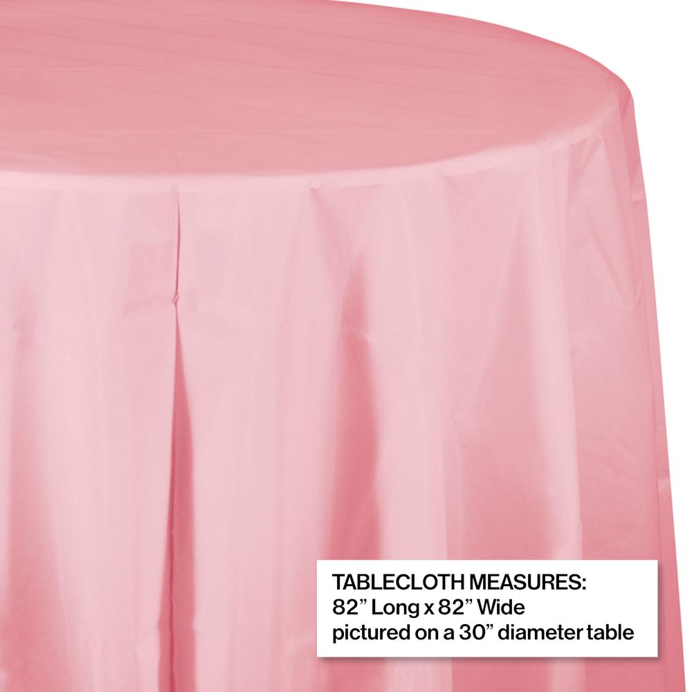 Classic Pink Round Plastic Tablecover, 82" Party Decoration