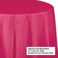 Hot Magenta Round Plastic Tablecover, 82