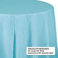 Pastel Blue Round Plastic Tablecover, 82
