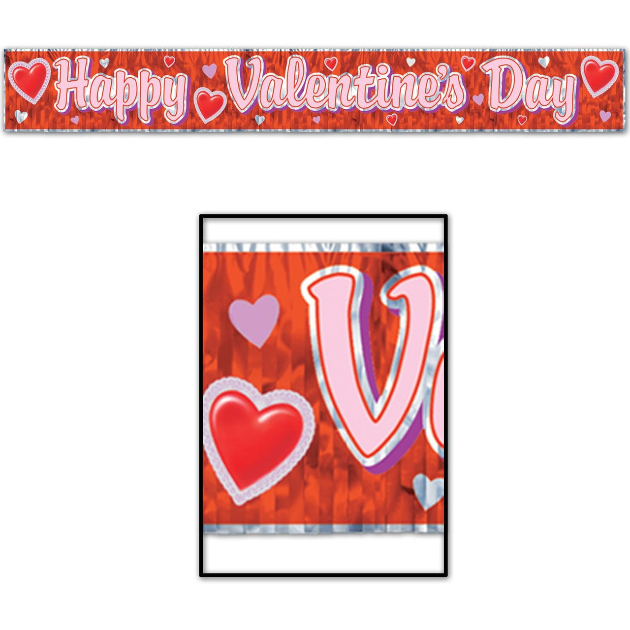 Met Happy Valentine's Day Fringe Banner - Bulk 12 Pack