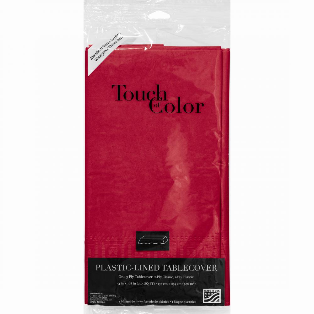 Classic Red Tablecover 54"X 108" Polylined Tissue Party Decoration