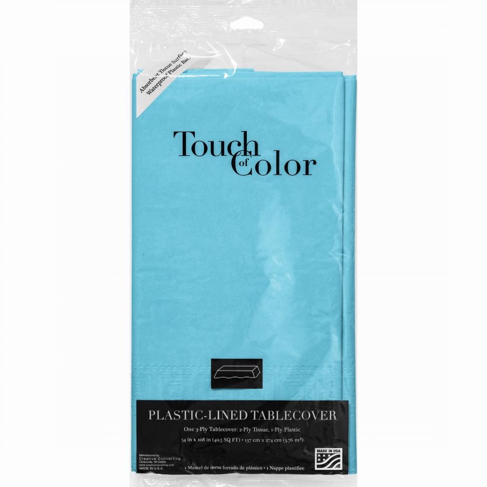 Bermuda Blue Tablecover 54"X 108" Polylined Tissue Party Decoration