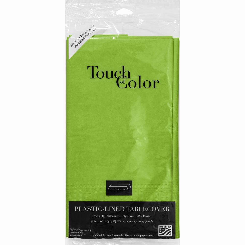 Fresh Lime Tablecover 54"X 108" Polylined Tissue Party Decoration