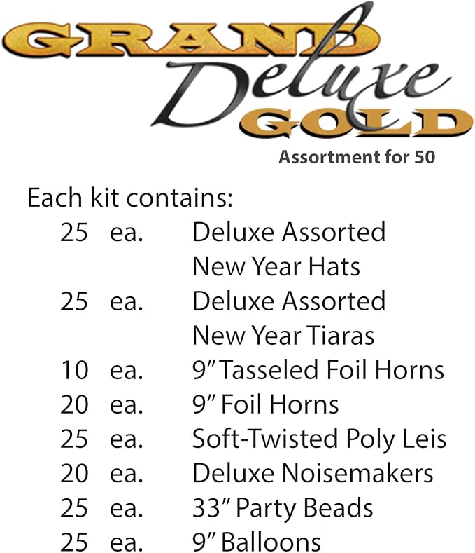 Grand Deluxe Gold New Year's Eve Party Kit