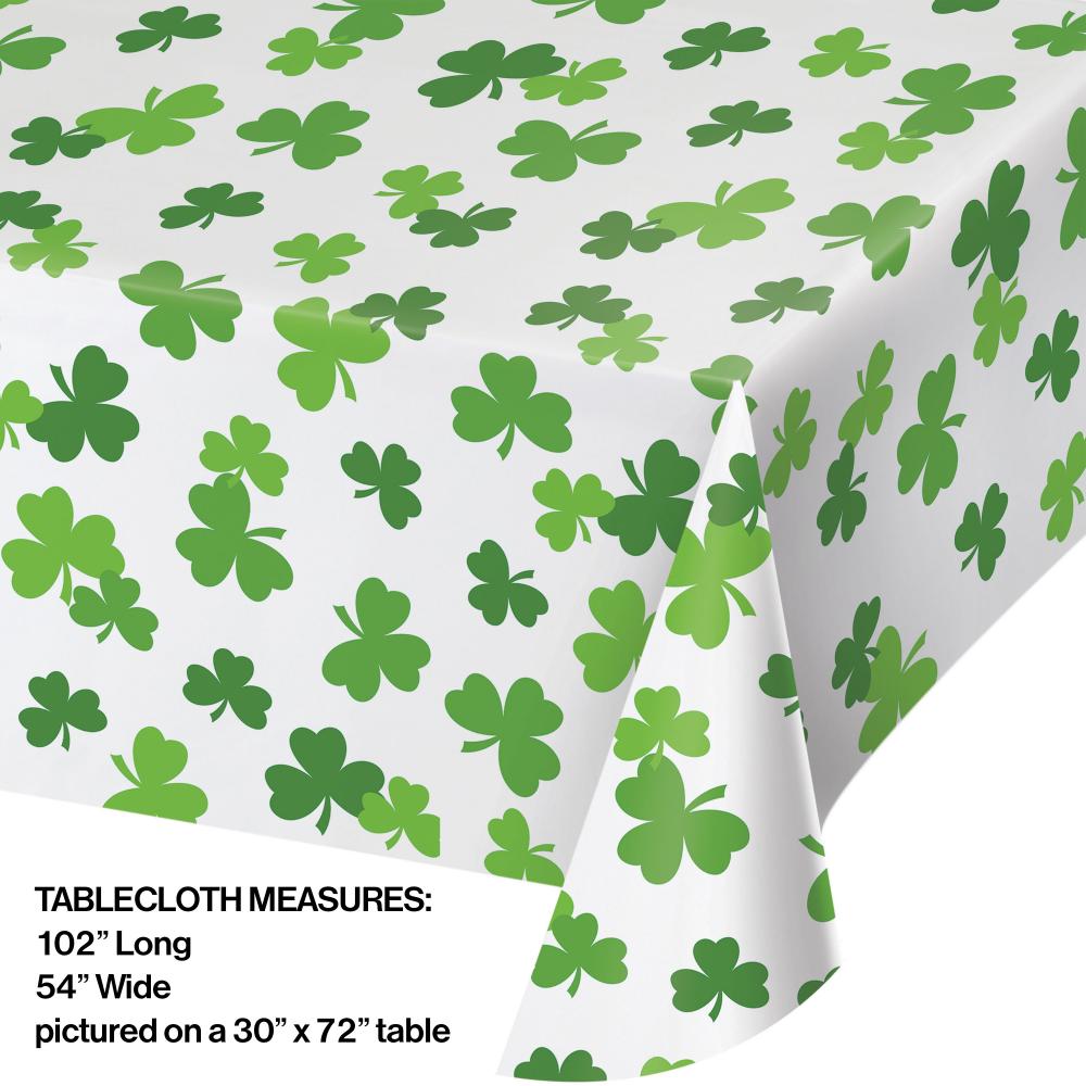 12ct Bulk Shamrock Plastic Table Covers