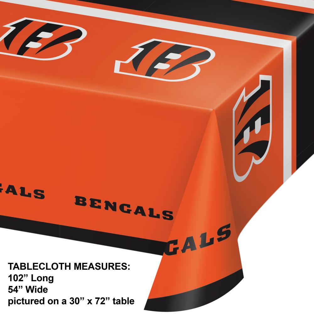 Cincinnati Bengals Plastic Table Cover, 54" x 102" Party Decoration