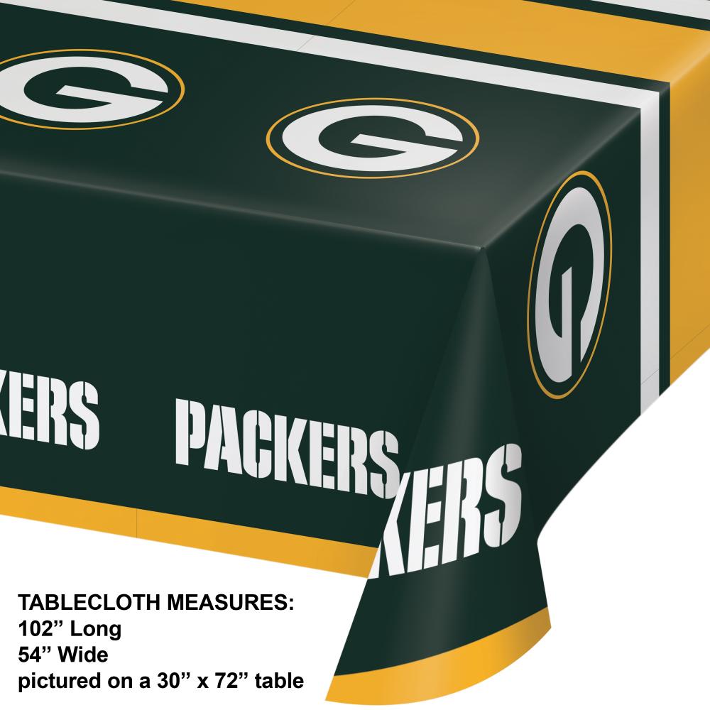 Green Bay Packers Plastic Table Cover, 54" x 102" Party Decoration