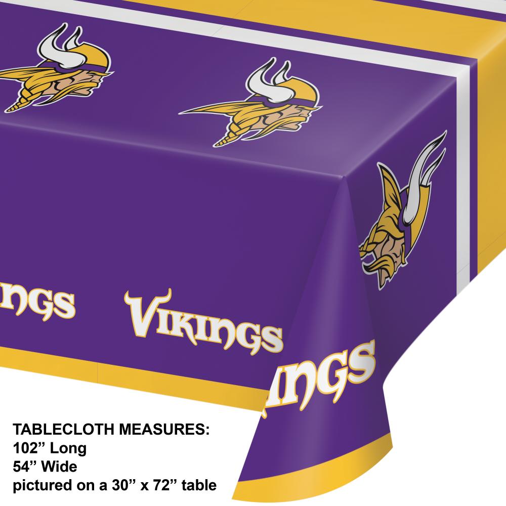 Minnesota Vikings Plastic Table Cover, 54" x 102" Party Decoration