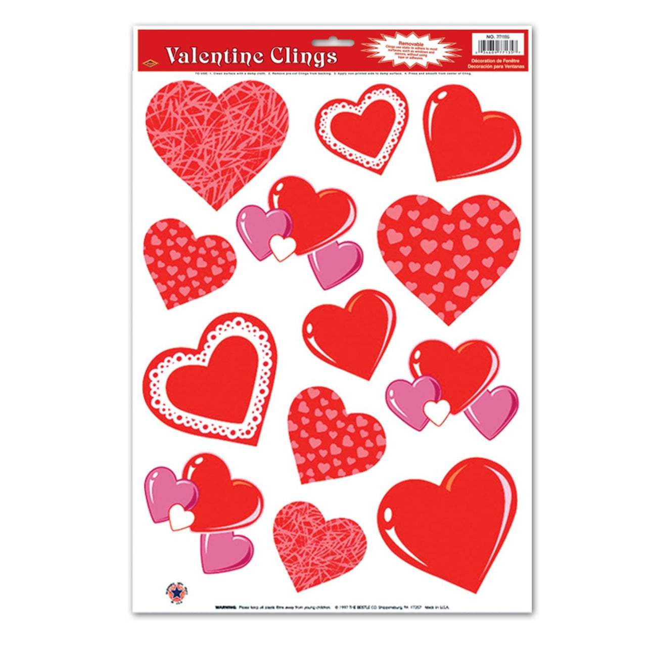 Valentine's Day Heart Clings - Bulk/156 Clings