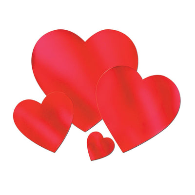 15" Valentine's Day Foil Heart Cutout -Red - Bulk 24 Pack