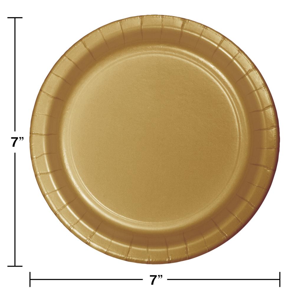 240 pc Bulk Glittering Gold Paper 6.75 inch Dessert Plates