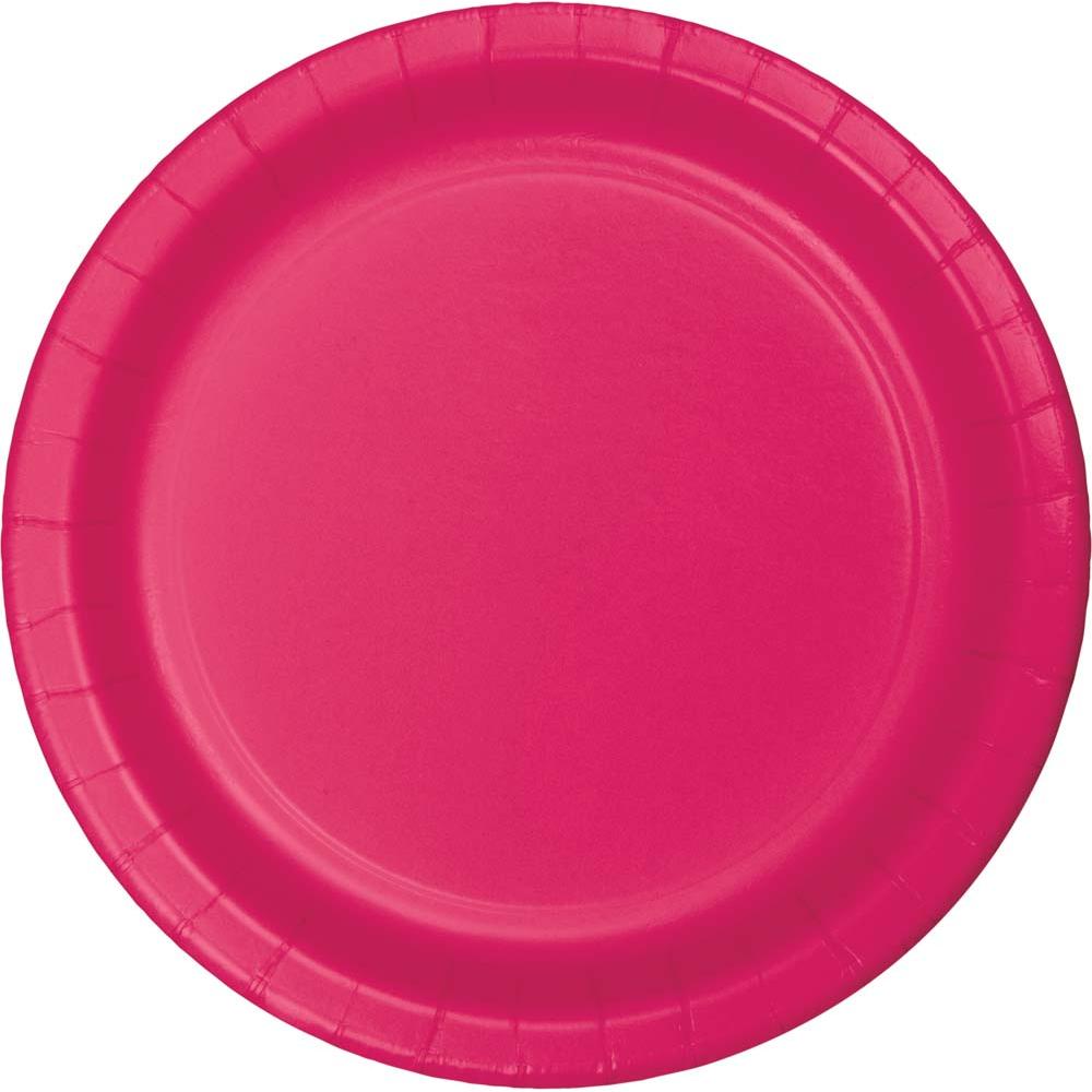 Hot Magenta Pink Dessert Plates, 24 ct Party Decoration