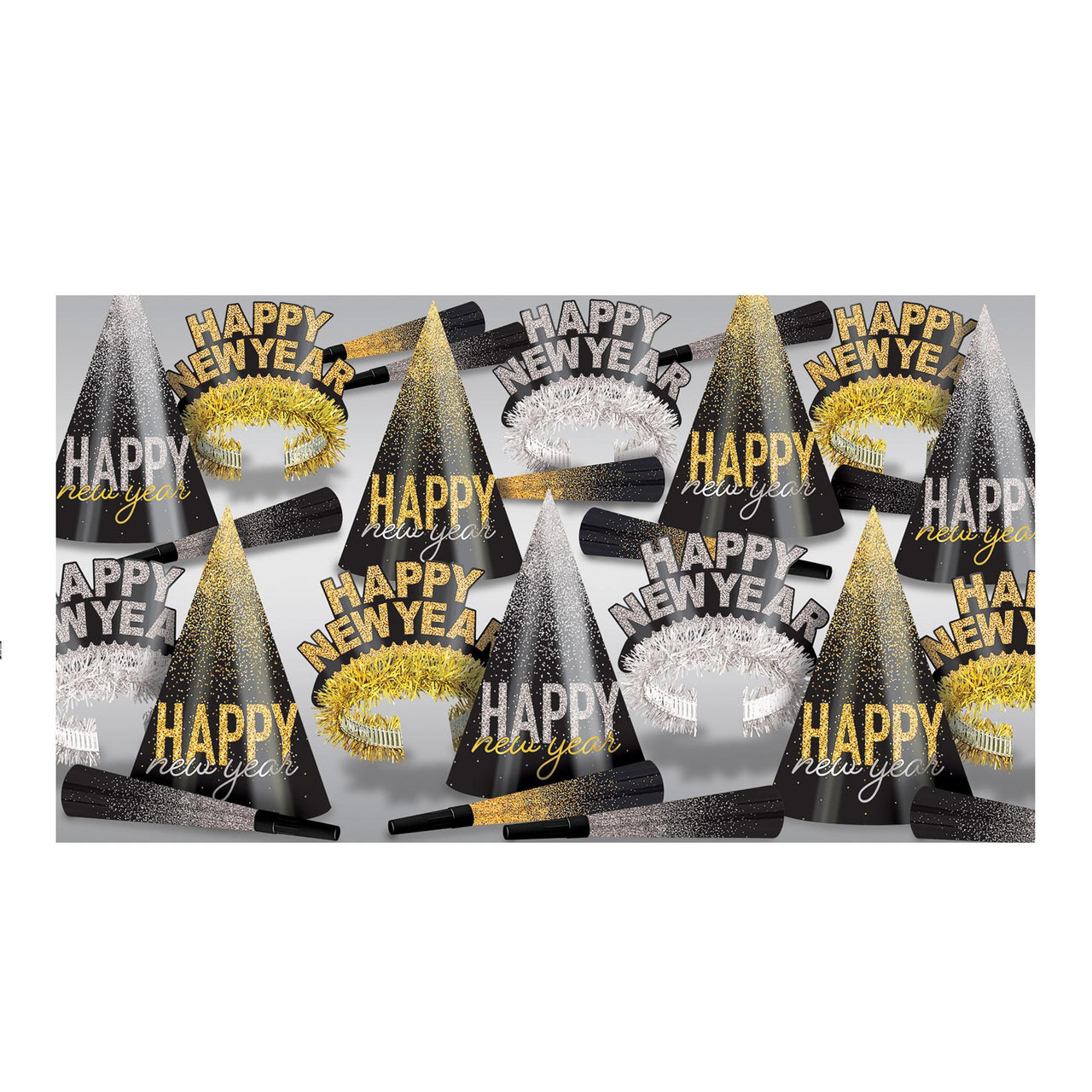 New Year's Eve Silver & Gold Midnight Burst Party Assortment for 25