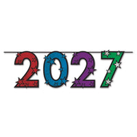 12 Pack Bulk 2027 Multi-Color Glitter Streamer New Year's & Graduation Decor