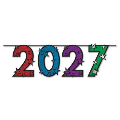 12 Pack Bulk 2027 Multi-Color Glitter Streamer New Year's & Graduation Decor