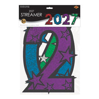 12 Pack Bulk 2027 Multi-Color Glitter Streamer New Year's & Graduation Decor - view 5