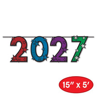 12 Pack Bulk 2027 Multi-Color Glitter Streamer New Year's & Graduation Decor - view 3