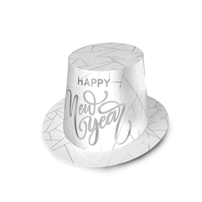 White New Year Silver Hi-Hat - Bulk 25 Pack