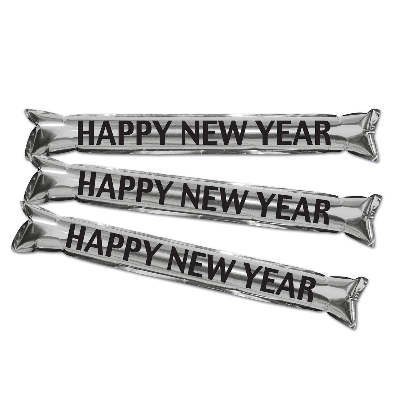 New Year's Eve Metallic Make Some Noise Party Sticks- Silver - Bulk/12 Pair of Sticks