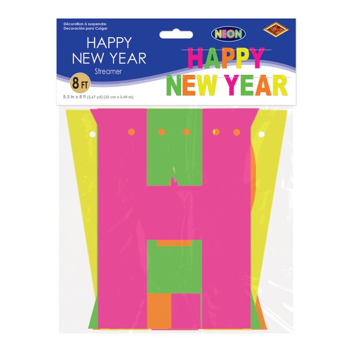 12 Pack Bulk Neon Happy New Year Streamer