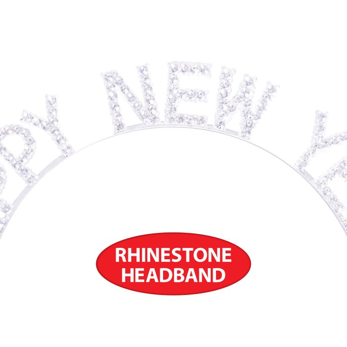 12 Pack Bulk Rhinestone Happy New Year Headband