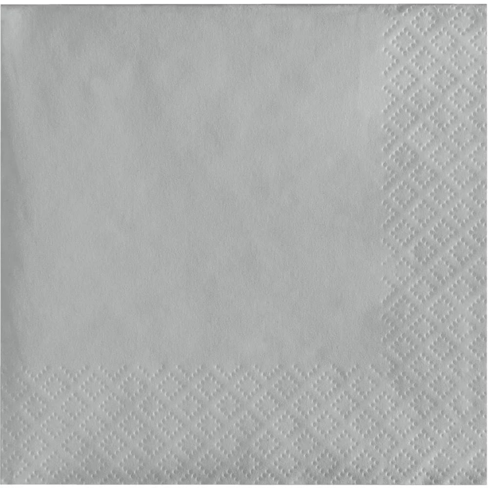 500 pc Bulk Shimmering Silver Luncheon Napkins 3 ply