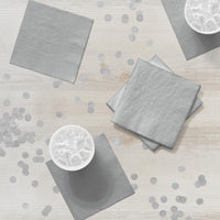 600 pc Bulk Shimmering Silver 2 ply Beverage Napkins