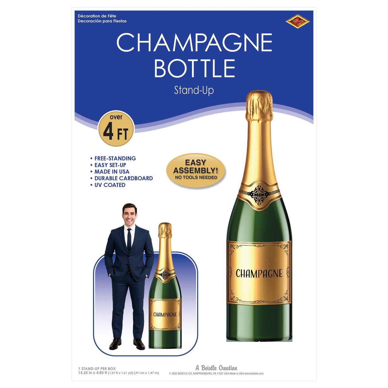 4 Pack Bulk Champagne Bottle Stand-Up Prop 4ft 10in New Year's & Awards