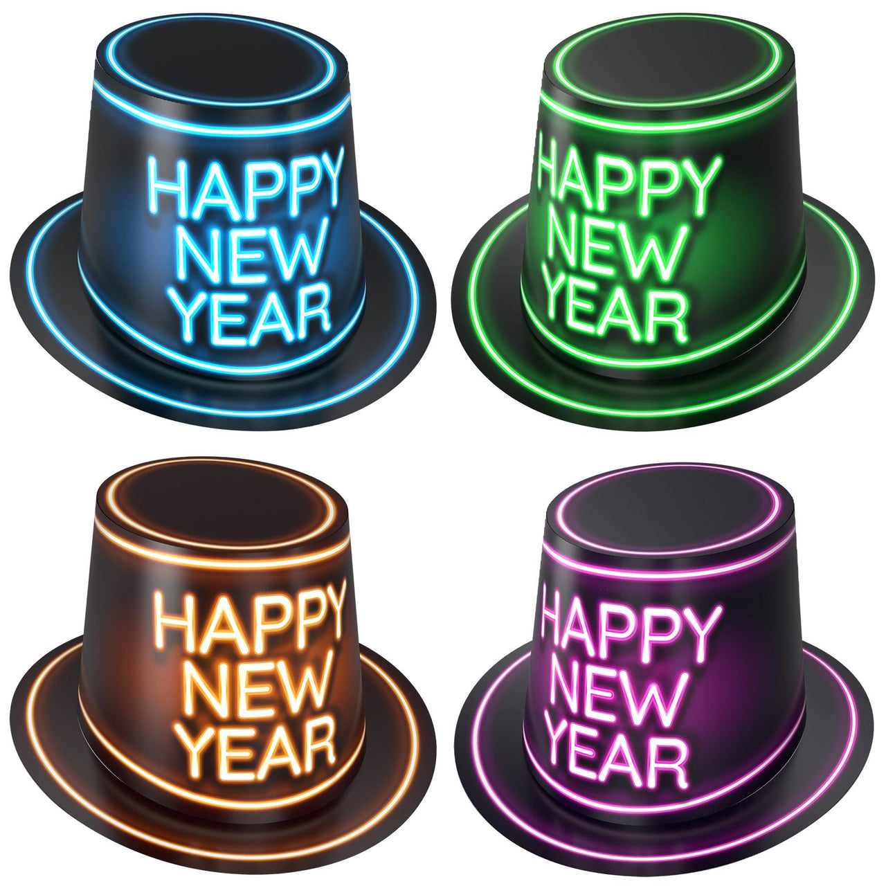 Glowing New Year Hi-Hats - Bulk 25 Pack