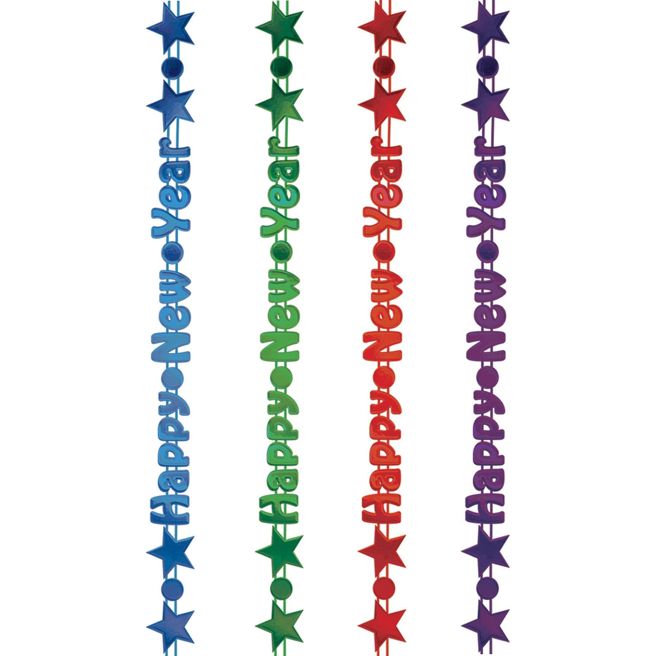 Happy New Year Bead Necklaces- Assorted Colors