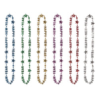 Happy New Year Bead Necklaces- Multicolor - Bulk 12 Pack