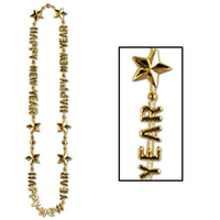 Happy New Year Bead Necklaces - gold - Bulk 12 Pack