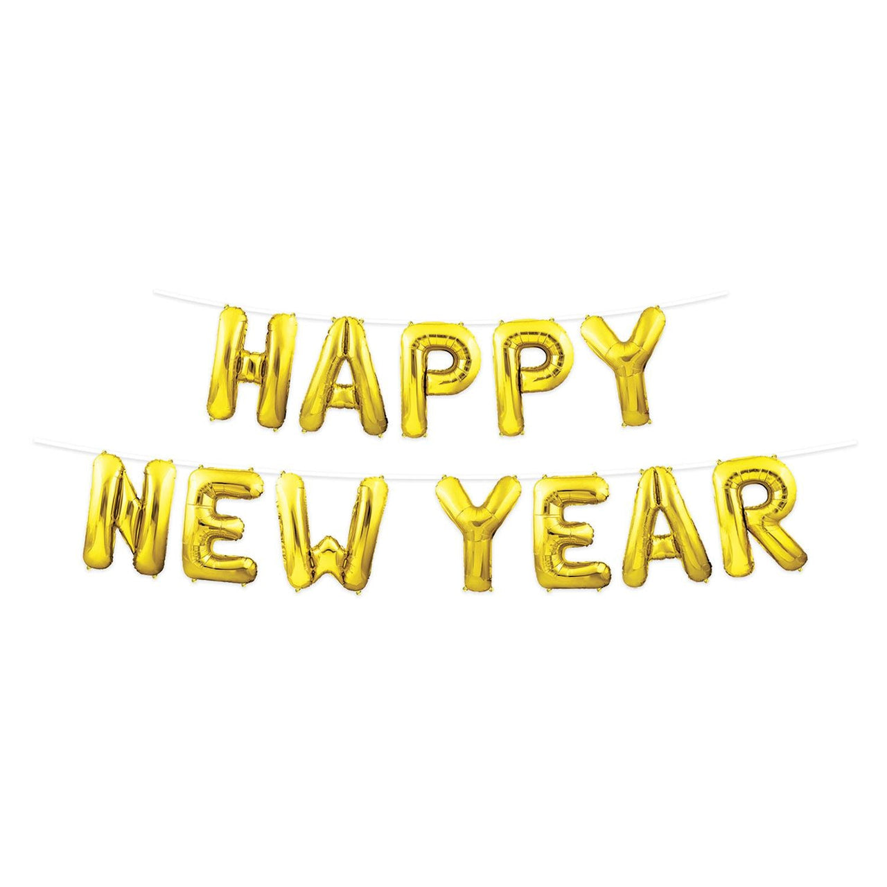 Happy New Year Balloon Streamer - Gold - Bulk 6 Pack