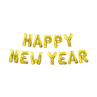 Happy New Year Balloon Streamer - Gold - Bulk 6 Pack