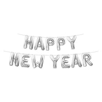 Happy New Year Balloon Streamer - Silver - Bulk 6 Pack