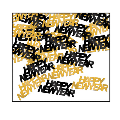 Happy New Year Confetti black/gold - black/gold (0.5 Oz/Pkg) - Bulk/12 Packs