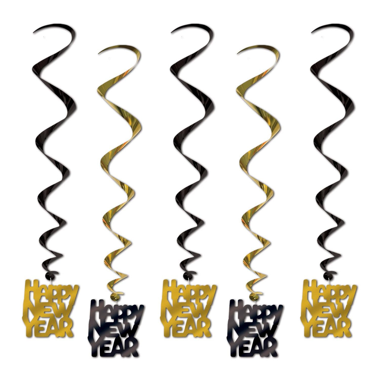 Happy New Year Whirls black/gold - Bulk/30 Whirls