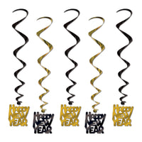 Happy New Year Whirls black/gold - Bulk/30 Whirls