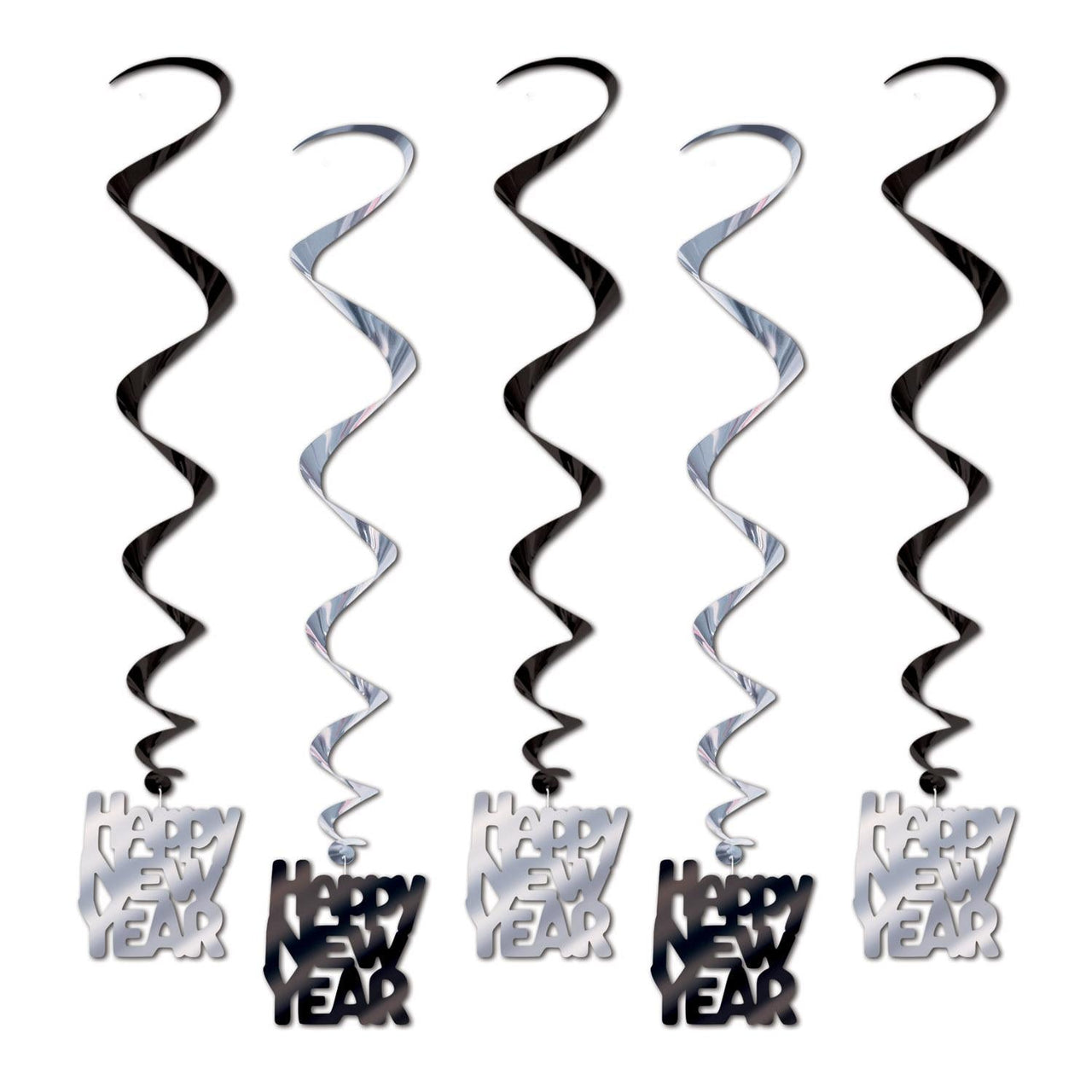 Happy New Year Whirls black/silver - Bulk/30 Whirls