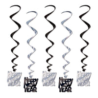 Happy New Year Whirls black/silver - Bulk/30 Whirls