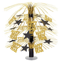 Happy New Year Cascade Centerpiece - black/gold - Bulk 6 Pack